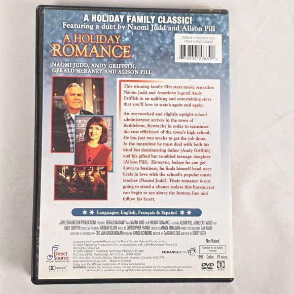 A Holiday Romance DVD Andy Griffith Naomi Judd - Picture 3 of 3